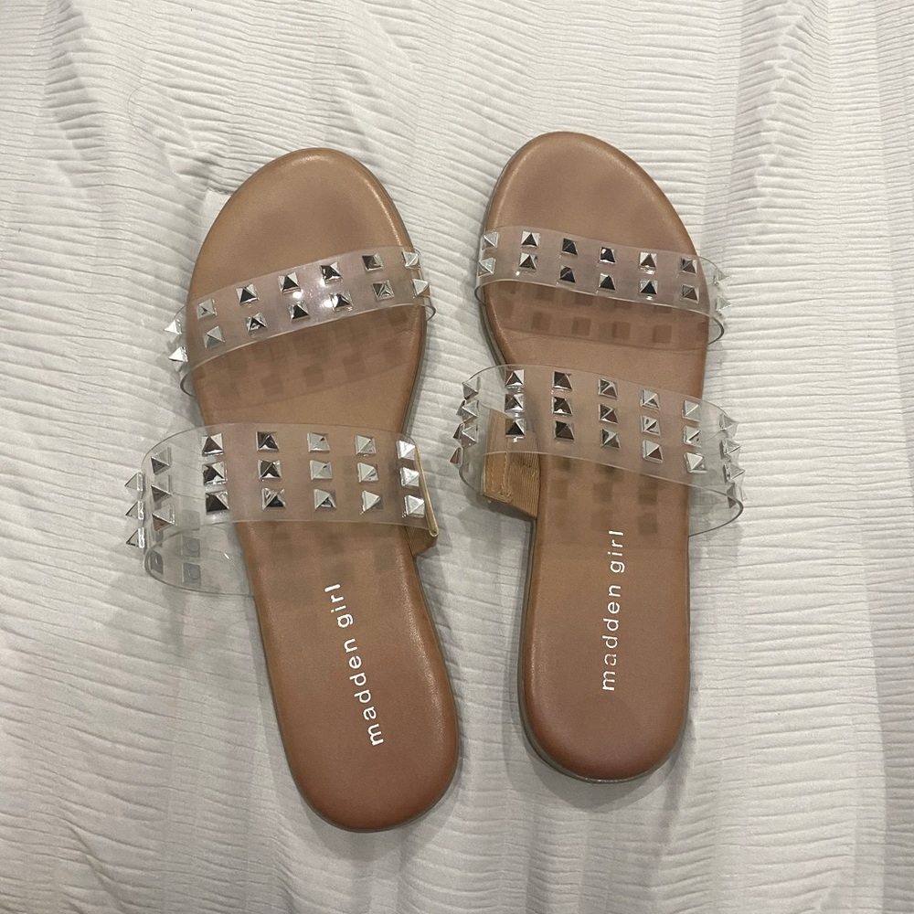 Clear strap studded MADDEN GIRL sandals
